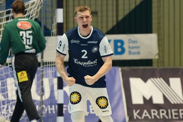 GER, 1 DHB Cup, round of 16, Bergischer HC vs TSV Hannover Burgdorf, 05 11 2025, Unihalle, Wuppertal, GER, 1 DHB Cup, round of 16, Bergischer HC vs TSV Hannover Burgdorf, , pictured Goal celebration jubilation, Noah Beyer BHC 2 , nordphotoxGmBHx xMeuter nph00351