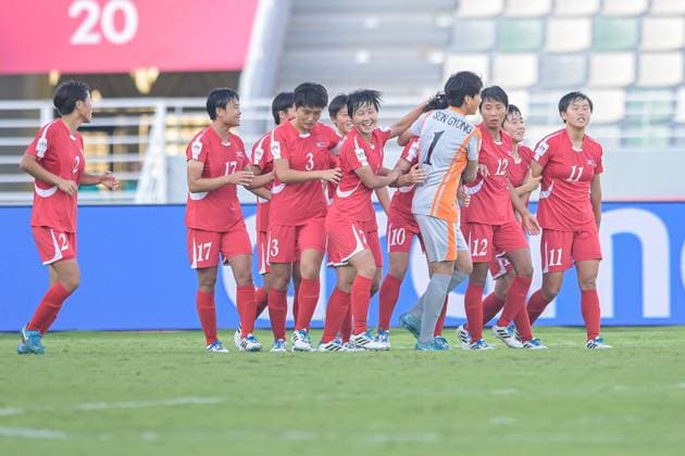 A player of Korea DPR U-17 celebrates the goal of 1-0 during the FIFA U-17 Women s World Cup Morocco 2025 Semifinal match between Brazil and Korea DPR in Rabat, Morocco, on November 5, 2025, at the Olympic Stadium  Copyright: xAndreaxAmato IPAxSportx xipa-agency.netx xx IPA_67567161 IPA_Agency_IPA67567161