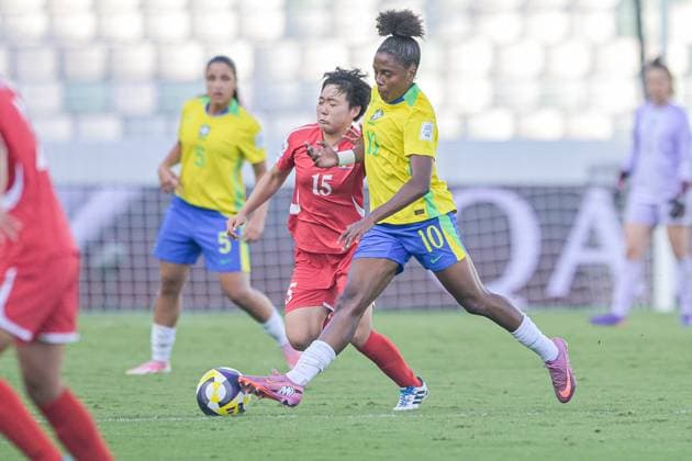 CALCIO - FIFA Mondiali - U17, U 17 Women - Semifinal - Brazil vs North Korea 10 Kaylane (Midfielder) of Brazil U-17 is in action during the FIFA U-17 Women s World Cup Morocco 2025 Semifinal match between Brazil and Korea DPR in Rabat, Morocco, on November 5, 2025, at the Olympic Stadium Morocco Morocco  Copyright: xIPAxSport ABACAx