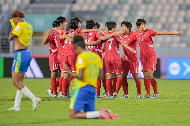 CALCIO - FIFA Mondiali - U17, U 17 Women - Semifinal - Brazil vs North Korea The Korea DPR celebrate reaching the finals during the FIFA U-17 Women s World Cup Morocco 2025 Semifinal match between Brazil and Korea DPR in Rabat, Morocco, on November 5, 2025, at the Olympic Stadium Morocco Morocco  Copyright: xIPAxSport ABACAx