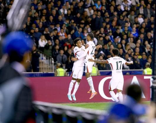 Qarabag v Chelsea - UEFA Champions League BAKU, AZERBAIJAN - NOVEMBER 05: Players of Chelsea celebrate after scoring a goal during the UEFA Champions League 2025 26 League Phase MD4 match between Qarabag and Chelsea at Tofiq Bahramov Stadium in Baku, Azerbaijan on November 05, 2025. Resul Rehimov Anadolu Baku Azerbaijan. Editorial use only. Please get in touch for any other usage.  Copyright: x2025xAnadoluxResulxRehimovx