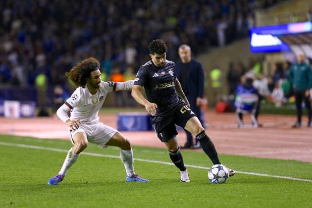 Qarabag v Chelsea - UEFA Champions League BAKU, AZERBAIJAN - NOVEMBER 05: Kady (R) of Qarabag in action against Marc Cucurella (L) of Chelsea during the UEFA Champions League 2025 26 League Phase MD4 match between Qarabag and Chelsea at Tofiq Bahramov Stadium in Baku, Azerbaijan on November 05, 2025. Resul Rehimov Anadolu Baku Azerbaijan. Editorial use only. Please get in touch for any other usage.  Copyright: x2025xAnadoluxResulxRehimovx