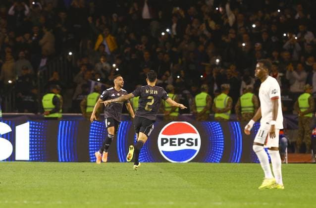 Qarabag v Chelsea - UEFA Champions League BAKU, AZERBAIJAN - NOVEMBER 05: Players of Qarabag celebrate after scoring a goal during the UEFA Champions League 2025 26 League Phase MD4 match between Qarabag and Chelsea at Tofiq Bahramov Stadium in Baku, Azerbaijan on November 05, 2025. Resul Rehimov Anadolu Baku Azerbaijan. Editorial use only. Please get in touch for any other usage.  Copyright: x2025xAnadoluxResulxRehimovx
