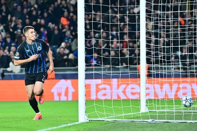 Club Brugge v Barcelona - UEFA Champions League BRUGGE, BELGIUM - NOVEMBER 05 : Tresoldi Nicolo forward of Club Brugge celebrating scoring a goal during the UEFA Champions League 2025 26 League Phase MD4 match between Club Brugge and Barcelona on November 5, 2025 in Brugge, Belgium, 05 11 2025 Brugge Belgium  Copyright: xPeterxDexVoechtx
