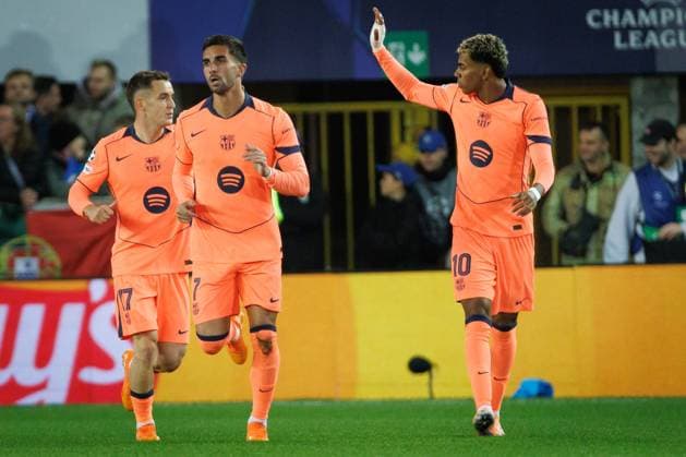 Barcelona s Ferran Torres celebrates after scoring during a game between Belgian Club Brugge KV and Spanish FC Barcelona, Barca on Wednesday 05 November 2025 in Brugge, on day four of the League phase of the UEFA Champions League tournament. KURTxDESPLENTER  x139323191x