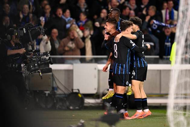 Club Brugge v Barcelona - UEFA Champions League BRUGGE, BELGIUM - NOVEMBER 05 : Tresoldi Nicolo forward of Club Brugge celebrating scoring a goal during the UEFA Champions League 2025 26 League Phase MD4 match between Club Brugge and Barcelona on November 5, 2025 in Brugge, Belgium, 05 11 2025 Brugge Belgium  Copyright: xTomasxSiskx