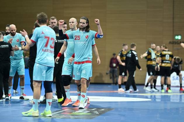 Olle Forsell Schefvert MT Melsungen , 25 HC Elbflorenz 2006 vs MT Melsungen, DHB Cup Men, Season 2025 2026, 05 11 2025 HC Elbflorenz 2006 vs MT Melsungen, DHB Cup Men, Season 2025 2026, 05 11 2025 Dresden Copyright: xEibner-Pressefoto xHoepnerx EP_PHR