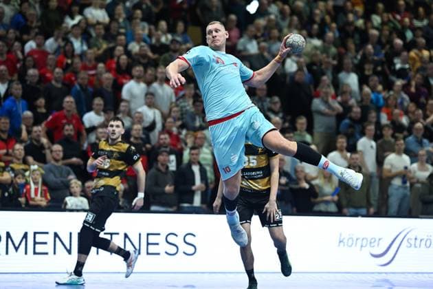 Dainis Kristopans MT Melsungen , 10 HC Elbflorenz 2006 vs MT Melsungen, DHB Cup Men, Season 2025 2026, 05 11 2025 HC Elbflorenz 2006 vs MT Melsungen, DHB Cup Men, Season 2025 2026, 05 11 2025 Dresden Copyright: xEibner-Pressefoto xHoepnerx EP_PHR