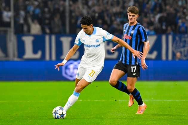 FOOTBALL : Olympique de Marseille VS Atalanta Bergame - UEFA Champions League - 05 11 2025 Nayef Aguerd (OM) - UEFA Champions League match between Olympique de Marseille and Atalanta Bergame on November 5, 2025 at the Orange Velodrome Stadium in Marseille. MarseilleFrance  Copyright: xWilliamxCannarellax