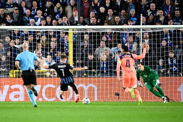 Club Brugge v Barcelona - UEFA Champions League BRUGGE, BELGIUM - NOVEMBER 05 : Tresoldi Nicolo forward of Club Brugge scoring a goal (1-0) during the UEFA Champions League 2025 26 League Phase MD4 match between Club Brugge and Barcelona on November 5, 2025 in Brugge, Belgium, 05 11 2025 Brugge Belgium  Copyright: xNicoxVereeckenx