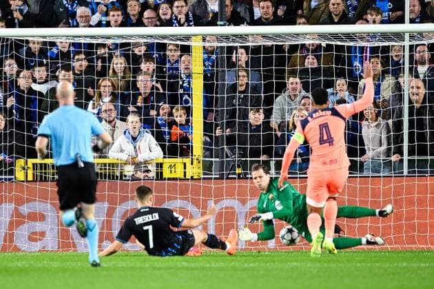Club Brugge v Barcelona - UEFA Champions League BRUGGE, BELGIUM - NOVEMBER 05 : Tresoldi Nicolo forward of Club Brugge scoring a goal (1-0) during the UEFA Champions League 2025 26 League Phase MD4 match between Club Brugge and Barcelona on November 5, 2025 in Brugge, Belgium, 05 11 2025 Brugge Belgium  Copyright: xNicoxVereeckenx