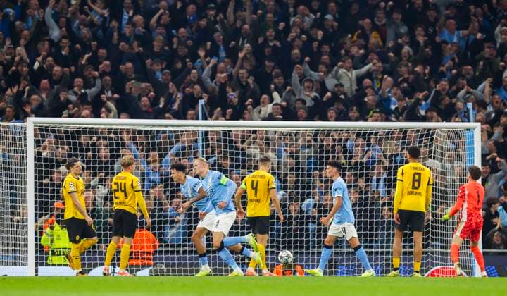 Manchester City v Borussia Dortmund, UEFA Champions League Manchester City forward Erling Haaland (9) scores a GOAL 2-0 during the Manchester City v Borussia Dortmund UEFA Champions League Round 1 League Stage match at the Etihad Stadium, Manchester, England on 5 November 2025 Credit: Phil Duncan Every Second Media Editorial use only. All images are copyright Every Second Media Limited. No images may be reproduced without prior permission. Copyright: xIMAGO EveryxSecondxMediax ESM-1655-0043 PhilxDuncanx xEveryxSecondxMediax