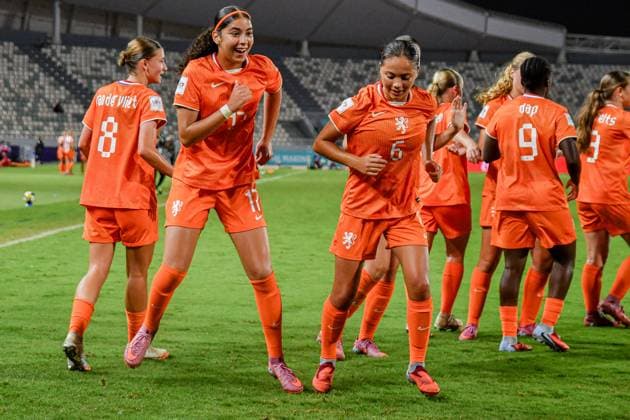 CALCIO - FIFA Mondiali - U17, U 17 Women - Semifinal - Netherlands vs Mexico A players of Netherlands U-17 celebrates the goal of 1-0 during the FIFA U-17 Women s World Cup Morocco 2025 Semifinal match between Netherlands and Mexico in Rabat, Morocco, on November 5, 2025, at the Olympic Stadium Morocco Morocco  Copyright: xIPAxSport ABACAx