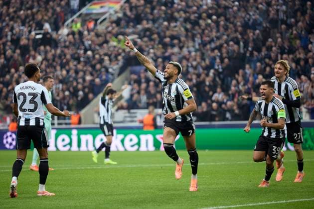 Newcastle United FC v Athletic Club - UEFA Champions League 2025 26 League Phase MD4 Joelinton Cassio Apolinario de Lira of Newcastle United FC celebrates after scoring his team™s second goal during the UEFA Champions League 2025 26 League Phase MD4 match between Newcastle United FC and Athletic Club at St James Park on November 5, 2025, in Newcastle upon Tyne, England. Newcastle upon Tyne St James Park Newcastle upon Tyne England _L2_3419_9215 Copyright: xRicardoxLarreinax