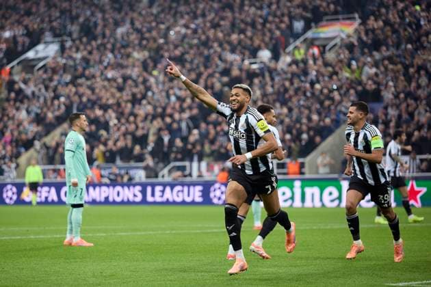Newcastle United FC v Athletic Club - UEFA Champions League 2025 26 League Phase MD4 Joelinton Cassio Apolinario de Lira of Newcastle United FC celebrates after scoring his team™s second goal during the UEFA Champions League 2025 26 League Phase MD4 match between Newcastle United FC and Athletic Club at St James Park on November 5, 2025, in Newcastle upon Tyne, England. Newcastle upon Tyne St James Park Newcastle upon Tyne England _L2_3441_9217 Copyright: xRicardoxLarreinax