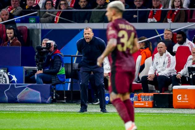 head coach John Heitinga of AFC Ajax looks on AFC Ajax v Galatasaray A.S., UEFA Champions League 2025 26 League Phase MD4, AFC Ajax v Galatasaray A.S., Johan Cruijff ArenA, November 5, 2025, Amsterdam, Netherlands.