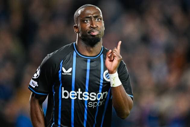 Club Brugge v Barcelona - UEFA Champions League BRUGGE, BELGIUM - NOVEMBER 05 : Forbs Carlos forward of Club Brugge celebrating scoring a goal (3-2) during the UEFA Champions League 2025 26 League Phase MD4 match between Club Brugge and Barcelona on November 5, 2025 in Brugge, Belgium, 05 11 2025 Brugge Belgium  Copyright: xNicoxVereeckenx