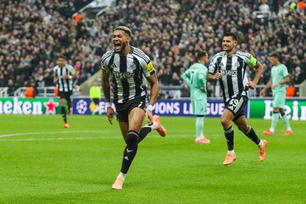 Newcastle United v Athletic Club, UEFA Champions League Joelinton Of Newcastle United scores a GOAL 2-0 and celebrates during the Newcastle United v Athletic Club UEFA Champions League Round 1 match at St. James Park, Newcastle Upon Tyne, England on 5 November 2025 Credit: Lee Keuneke Every Second Media Editorial use only. All images are copyright Every Second Media Limited. No images may be reproduced without prior permission. Copyright: xIMAGO EveryxSecondxMediax ESM-1656-0077 LeexKeunekex xEveryxSecondxMediax