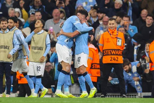 Manchester City v Borussia Dortmund, UEFA Champions League Manchester City midfielder Phil Foden (47) scores a GOAL 3-0 and celebrates with Manchester City forward Erling Haaland (9) during the Manchester City v Borussia Dortmund UEFA Champions League Round 1 League Stage match at the Etihad Stadium, Manchester, England on 5 November 2025 Credit: Phil Duncan Every Second Media Editorial use only. All images are copyright Every Second Media Limited. No images may be reproduced without prior permission. Copyright: xIMAGO EveryxSecondxMediax ESM-1655-0081 PhilxDuncanx xEveryxSecondxMediax