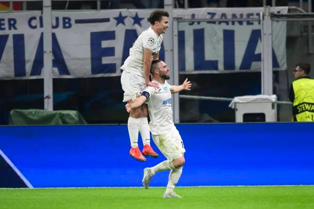 FC Internazionale v FC Kairat Almaty - UEFA Champions League Ofri Arad of FC Kairat Almaty celebrates after scoring a goal during the UEFA Champions League 2025 26 league phase football match between FC Internazionale and FC Kairat Almaty. Milan Italy Copyright: xNicolòxCampox