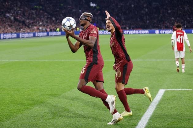 AMSTERDAM , 05-11-2025 , JohanCruyff Arena , season 2025 2026 , UEFA Champions League Football , match between Ajax and Galatasaray. Picture shows Galatasaray player Victor Osimhen scores the 0-3 Ajax - Galatasaray  x31878231x Copyright:
