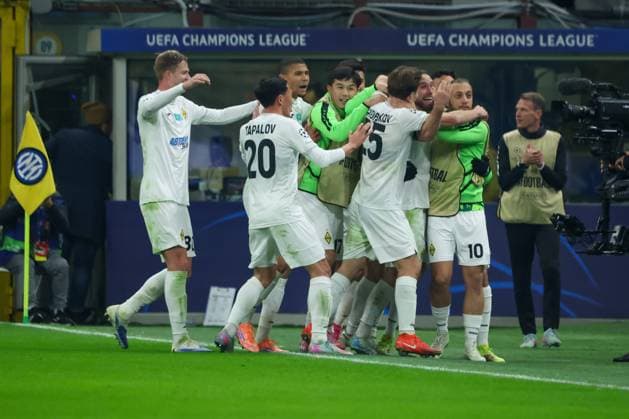 Champions League, Day 4, Milan, Stadio Giuseppe Meazza, 05-11-2025, Inter - Kairat Almaty, in the photo: exultation Kairat Almaty  Copyright: xGabrielexSiri IPAxSportx xipa-agency.netx xx IPA_67577922 IPA_Agency_IPA67577922