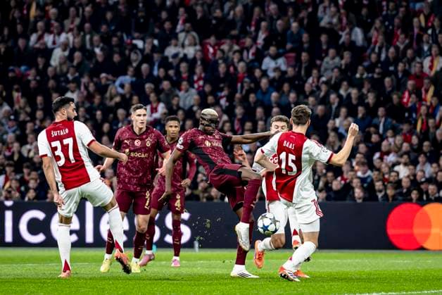 AFC Ajax Amsterdam defender Josip Sutalo, Galatasaray forward Victor Osimhen, AFC Ajax Amsterdam defender Youri Baas, during the match FOOTBALL - CHAMPIONS LEAGUE - AJAX vs GALATASARAY at the Johan Cruijff ArenA for the Champions League - League phase - Matchday 4 season 2025-2026 in AMSTERDAM, Netherlands on 5 November 2025, (photo by Stefan Koop EYE4images DeFodi Images) AFC Ajax Amsterdam defender Josip Sutalo, Galatasaray forward Victor Osimhen, AFC Ajax Amsterdam defender Youri Baas, during the match FOOTBALL CHAMPIONS LEAGUE AJAX vs GALATASARAY at the Johan Cruijff ArenA for the Champions League phase Matchday 4 season 2025 2026 in AMSTERDAM, Netherlands on 5 November 2025, photo by Stefan Koop EYE4images DeFodi Images