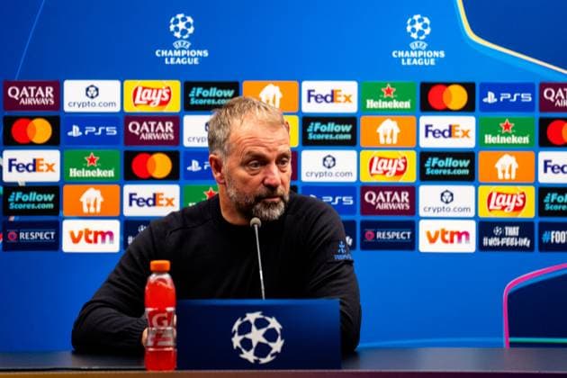 BRUGES, BELGIUM - NOVEMBER 5: FC Barcelona, Barca head coach Hansi Flick attends a press conference, PK, Pressekonferenz after the UEFA Champions League 2025 26 League Phase MD4 match between Club Brugge KV and FC Barcelona at Jan Breydelstadion on November 5, 2025 in Bruges, Belgium. (Photo by Rene Nijhuis) SPO  Copyright: xRenexNijhuis
