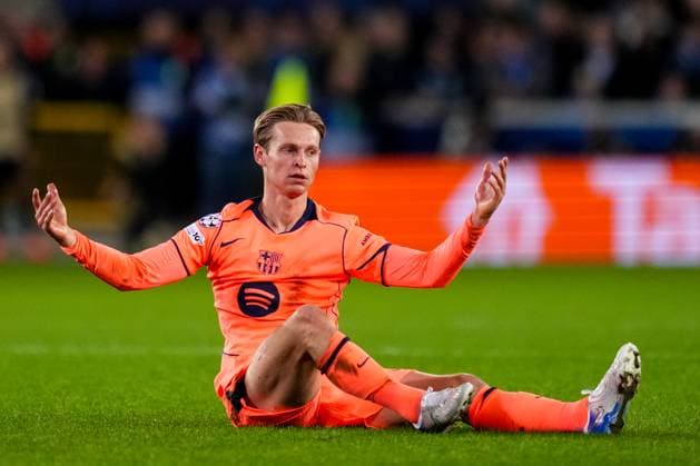 BRUGES, BELGIUM - NOVEMBER 5: Frenkie de Jong of FC Barcelona, Barca reacts during the UEFA Champions League 2025 26 League Phase MD4 match between Club Brugge KV and FC Barcelona at Jan Breydelstadion on November 5, 2025 in Bruges, Belgium. (Photo by Rene Nijhuis) SPO  Copyright: xRenexNijhuis