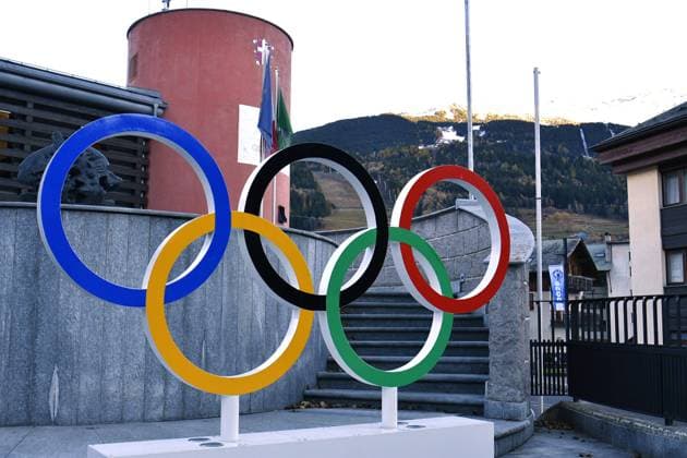 Milan-Cortina Winter Olympics Photo taken on Nov. 4, 2025, shows the Olympic rings in Bormio, the northern Italian town that will host the alpine skiing and ski mountaineering events during the 2026 Milan-Cortina Winter Olympics.  A14AA0005011114P
