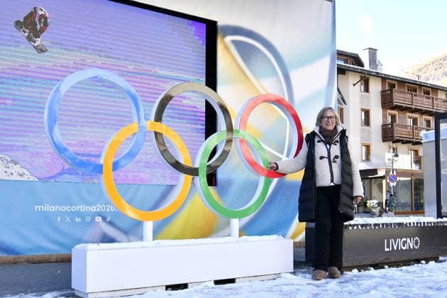 Milan-Cortina Winter Olympics Photo taken on Nov. 4, 2025, shows the Olympic rings in Livigno, the northern Italian town that will host the snowboard and freestyle skiing events during the 2026 Milan-Cortina Winter Olympics.  A14AA0005011131P