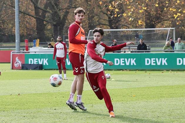 1 FC Köln 1 FC Köln, Training, from left Rav van den Berg, Denis Huseinbasic 1 FC Köln , 06 11 2025, Bild