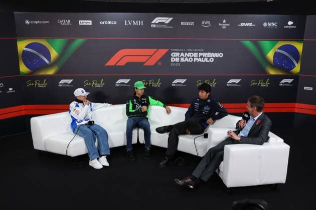 F1 - SAO PAULO GRAND PRIX 2025 press conference, PK, Pressekonferenz HADJAR Isack (fra), Visa Cash App RB F1 Team VCARB02, BORTOLETO Gabriel (bra), Stake F1 Team Kick C45, ALBON Alexander (tha), Williams Racing FW47, portrait during the 2025 Formula 1 Grande Premio de Sao Paulo, 2025 Sao Paulo Grand Prix, 21th round of the 2025 FIA Formula One World Championship, WM, Weltmeisterschaft from November 7 to 9, 2025 on the Interlagos, in Sao Paulo, Brazil - Sao PauloBrazil Copyright: xANTONINxVINCENTx