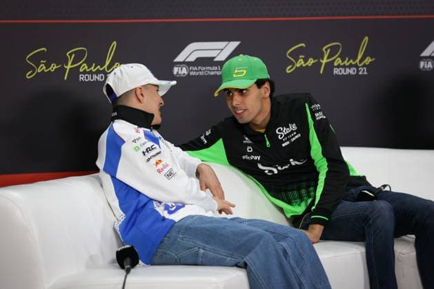F1 - SAO PAULO GRAND PRIX 2025 press conference, PK, Pressekonferenz HADJAR Isack (fra), Visa Cash App RB F1 Team VCARB02, BORTOLETO Gabriel (bra), Stake F1 Team Kick C45, portrait during the 2025 Formula 1 Grande Premio de Sao Paulo, 2025 Sao Paulo Grand Prix, 21th round of the 2025 FIA Formula One World Championship, WM, Weltmeisterschaft from November 7 to 9, 2025 on the Interlagos, in Sao Paulo, Brazil - Sao PauloBrazil  Copyright: xANTONINxVINCENTx
