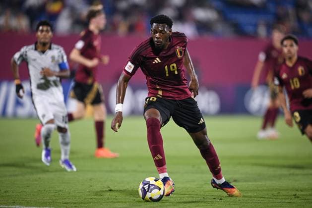 Football, Junior U 17 World Cup 2025 in Doha Qatar Preliminary round 06 11 2025 Group D Belgium Fiji Four-time goal scorer Rene Mitongo Belgium