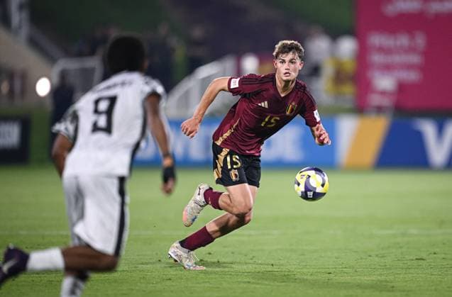 Football, Junior U 17 World Cup 2025 in Doha Qatar Preliminary round 06 11 2025 Group D Belgium Fiji Wout Gielen re, Belgium