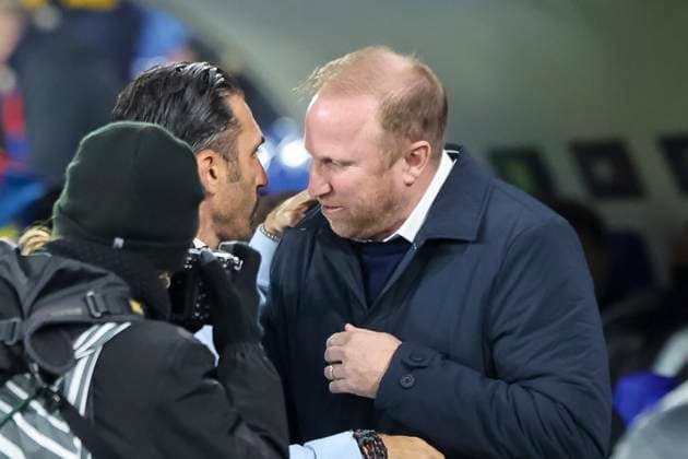 Elias Charalambous FCSB Bucharest, coach and Ludovic Magnin FC Basel, coach before kick-off , Switzerland, Football, UEFA Europa League, Matchday 4, 2025 2026, FC Basel vs FCSB Bucharest, 06 11 2025, Sankt Jakob Park, Basel, Switzerland Basel Sankt Jakob Park Canton Basel City Switzerland Copyright: xGrantxHubbsx