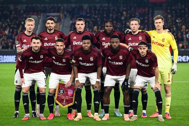 AC Sparta Praha football team before the Football Conference League 3rd round match Sparta Praha vs Rakow Czestochowa, Prague, Czech Republic, November 6, 2025. (CTKxPhoto OndrejxDeml) CTKPhotoP2025110607815  CTKPhotoP2025110607815