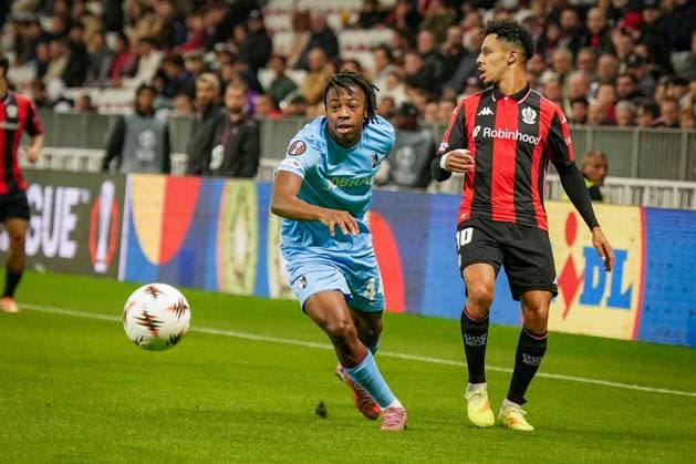 Football, UEFA Europa League 2025 26, Matchday 4 OGC Nice vs SC Freiburg Allianz Riviera Nice, France Johan Manzambi SC Freiburg, 44 Copyright: xJOERANxSTEINSIEKx