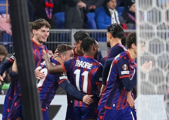 Goal celebration FC Basel at 1 0 by Xherdan Shaqiri FC Basel, 10 , Switzerland, Football, UEFA Europa League, Matchday 4, 2025 2026, FC Basel vs FCSB Bucharest, 06 11 2025, Sankt Jakob Park, Basel, Switzerland Basel Sankt Jakob Park Canton Basel City Switzerland Copyright: xGrantxHubbsx