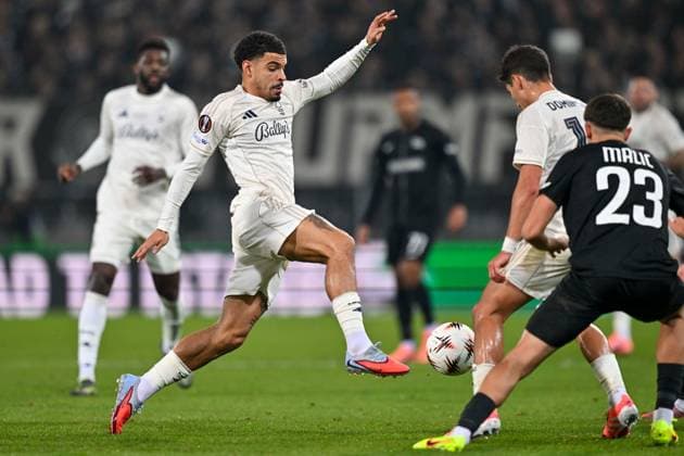 SOCCER - UEFA EL, Sturm vs Nottingham GRAZ,AUSTRIA,06.NOV.25 - SOCCER - UEFA Europa League, SK Sturm Graz vs Nottingham Forest. Image shows Morgan Gibbs-White (Nottingham).  GEPAxpictures xAvnixRetkoceri