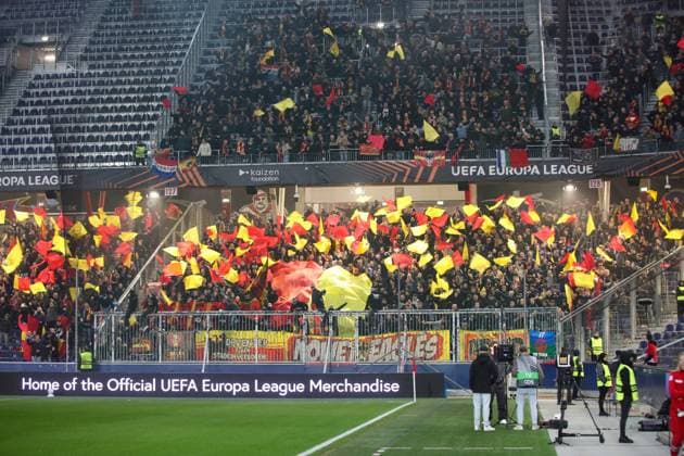 SOCCER - UEFA EL, RBS vs Deventer SALZBURG,AUSTRIA,06.NOV.25 - SOCCER - UEFA Europa League, Red Bull Salzburg vs Go Ahead Eagles Deventer. Image shows fans of Deventer.  GEPAxpictures xMathiasxMandl