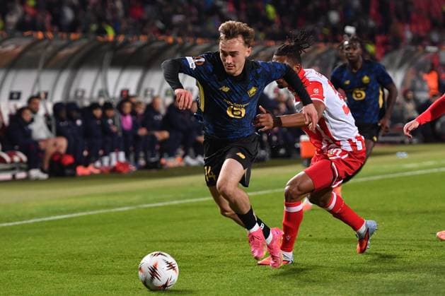 CRVENA ZVEZDA vs LOSC LILLE MARIUS BROHOLM football Crvena zvezde vs LOSC Lille UEFA Europa League at Rajko Mitic stadium, Belgrade 06.11.2025 Foto: FOOTBALL, UEFA EUROPA LEAGUE, CRVENA ZVEZDA, RED STAR, LOSC LILLE Belgrade Rajko Mitic stadium Serbia Copyright: xMarkoxMetlas xMNxPressx