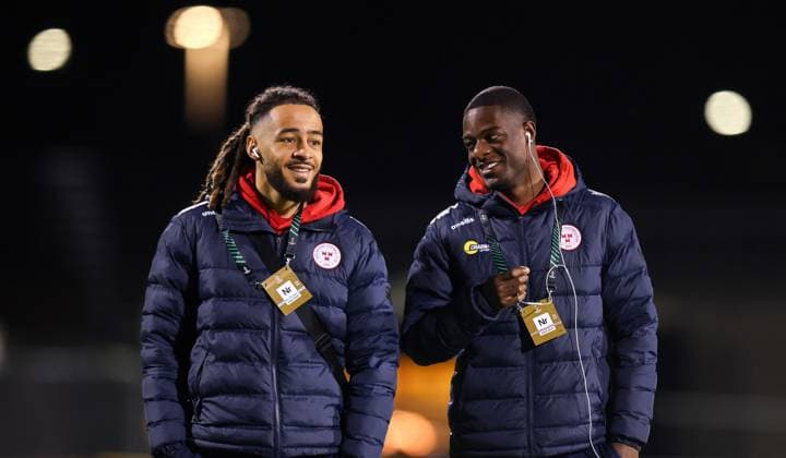 UEFA Europa Conference League Group Phase, Tallaght Stadium, Dublin 6 11 2025 Shelbourne vs Drita She™s™ Milan Mbeng and Mipo Odubeko Milan Mbeng and Mipo Odubeko 6 11 2025  Copyright: x INPHO BryanxKeanex RB1_1080