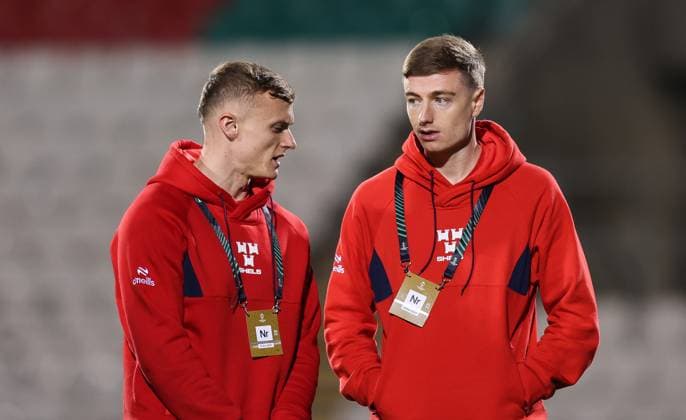 UEFA Europa Conference League Group Phase, Tallaght Stadium, Dublin 6 11 2025 Shelbourne vs Drita Shels™ JJ Lunney and Daniel Kelly JJ Lunney and Daniel Kelly 6 11 2025  Copyright: x INPHO RyanxByrnex RB1_0903