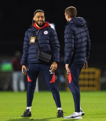 UEFA Europa Conference League Group Phase, Tallaght Stadium, Dublin 6 11 2025 Shelbourne vs Drita Shels™ Milan Mbeng and Sean Gannon Milan Mbeng and Sean Gannon 6 11 2025  Copyright: x INPHO RyanxByrnex RB1_0982