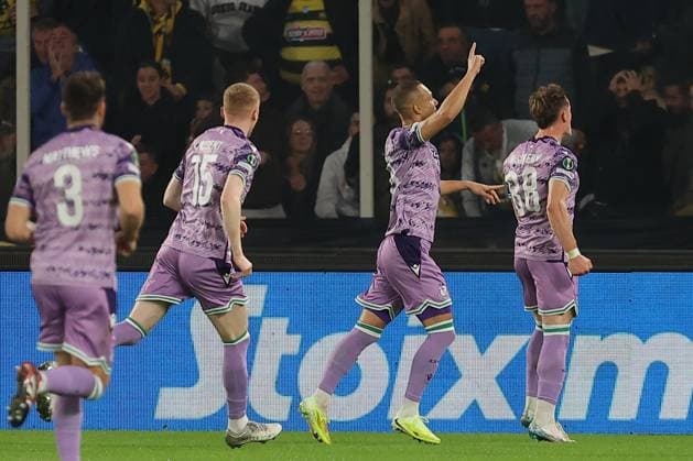 AEK Athens v Shamrock Rovers UEFA Europa Conference League Graham Burke of Shamrock Rovers celebrates scoring a goal during the UEFA Europa Conference League match at OPAP Arena, Athens UK Newspapers OUT Copyright: xYannisxHalasx FIL-22462-0026