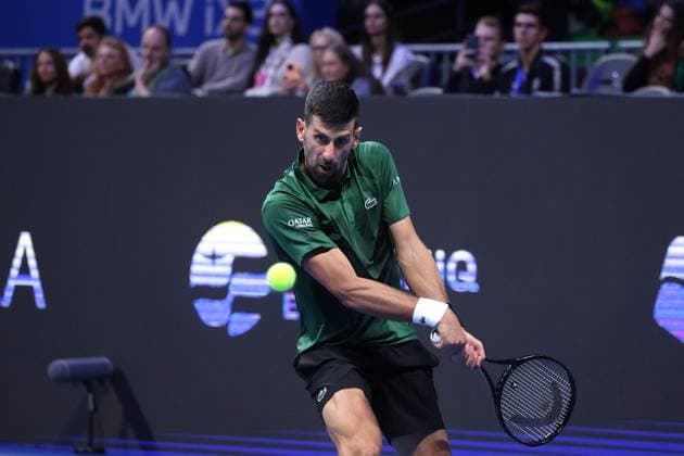 ATP, Tennis Herren 250 tournament in Athens ATHENS, GREECE - NOVEMBER 06: Novak Djokovic of Serbia in action against Nuno Borges of Portugal during the Hellenic Championship ATP 250, at OAKA Olympic Athletic Center, in Athens, Greece, on November 6, 2025 Costas Baltas Anadolu Athens Greece. Editorial use only. Please get in touch for any other usage.  Copyright: x2025xAnadoluxCostasxBaltasx