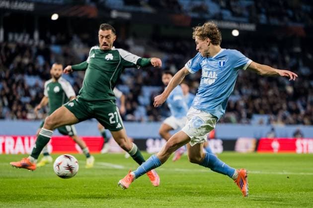 251106 Hugo Bolin of Malmö FF during the UEFA Europa League football match between Malmö FF and Panathinaikos on November 6, 2025 in Malmö Photo Petter Arvidson BILDBYRAN kod PA PA1108 fotboll,football,soccer,fotball,uefa europa league,europa league  Copyright: PETTERxARVIDSON BB251106PA114