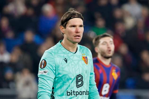Marwin Hitz FC Basel, 01 , Switzerland, Football, UEFA Europa League, Matchday 4, 2025 2026, FC Basel vs FCSB Bucharest, 06 11 2025, Sankt Jakob Park, Basel, Switzerland Basel Sankt Jakob Park Canton Basel City Switzerland Copyright: xGrantxHubbsx